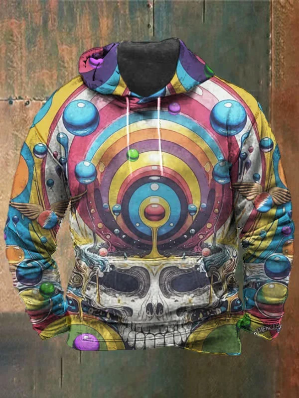 Unisex Art Skull Print Heavyweight Hoodies
