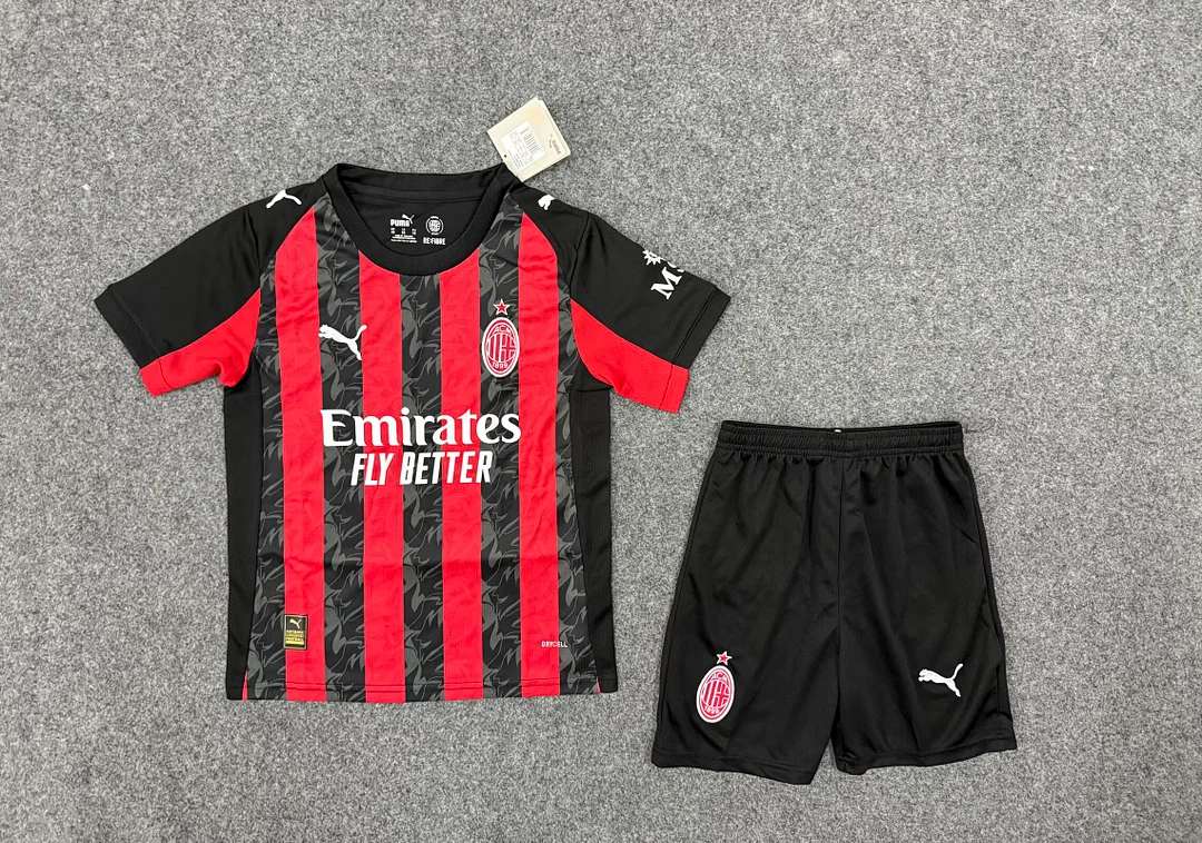 25/26 AC Milan Home Kids Kit Football Jersey Thai Quality