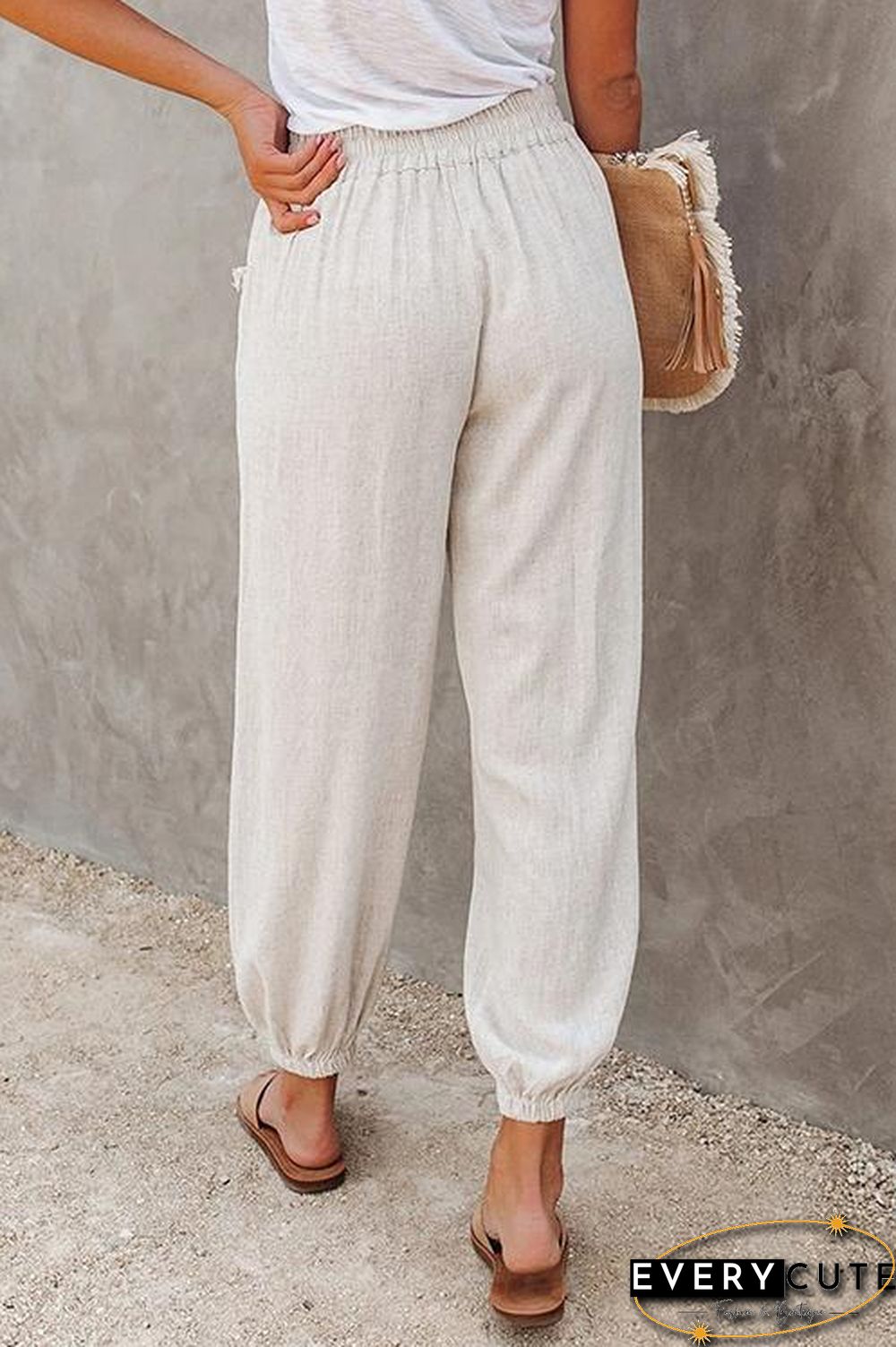 Solid Linen Pockets Jogger