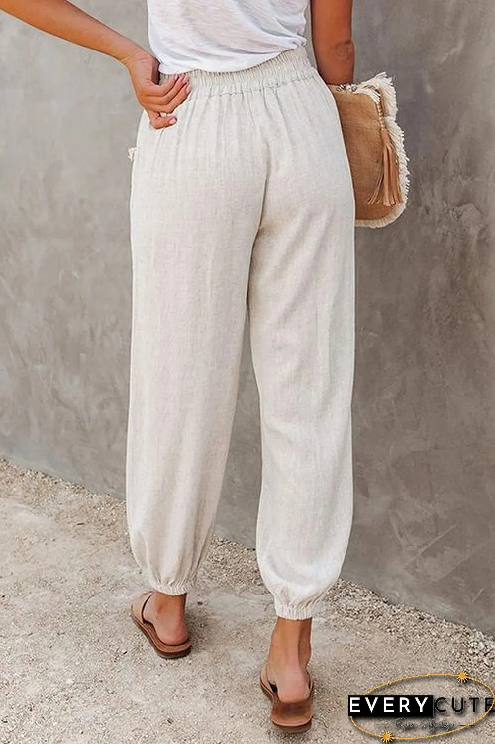 Solid Linen Pockets Jogger