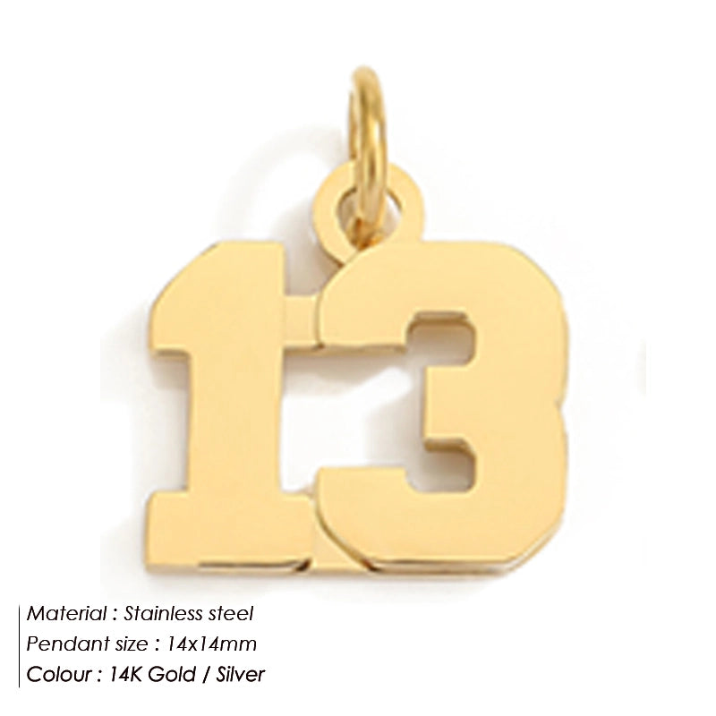 1 Piece 14*17mm 8 * 14mm 304 Stainless Steel 14K Gold Plated Number Pendant Jewelry Accessories