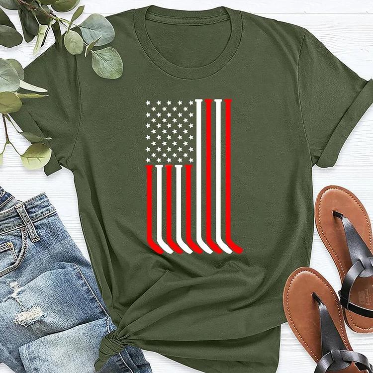 Ice Hockey US Flag T-shirt Tee-03969-Annaletters