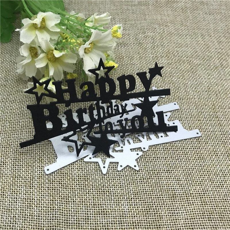 happy Birthday decoration Metal Cutting Dies Craft Stamps die Cut Embossing Card Make Stencil Frame Art Cutte
