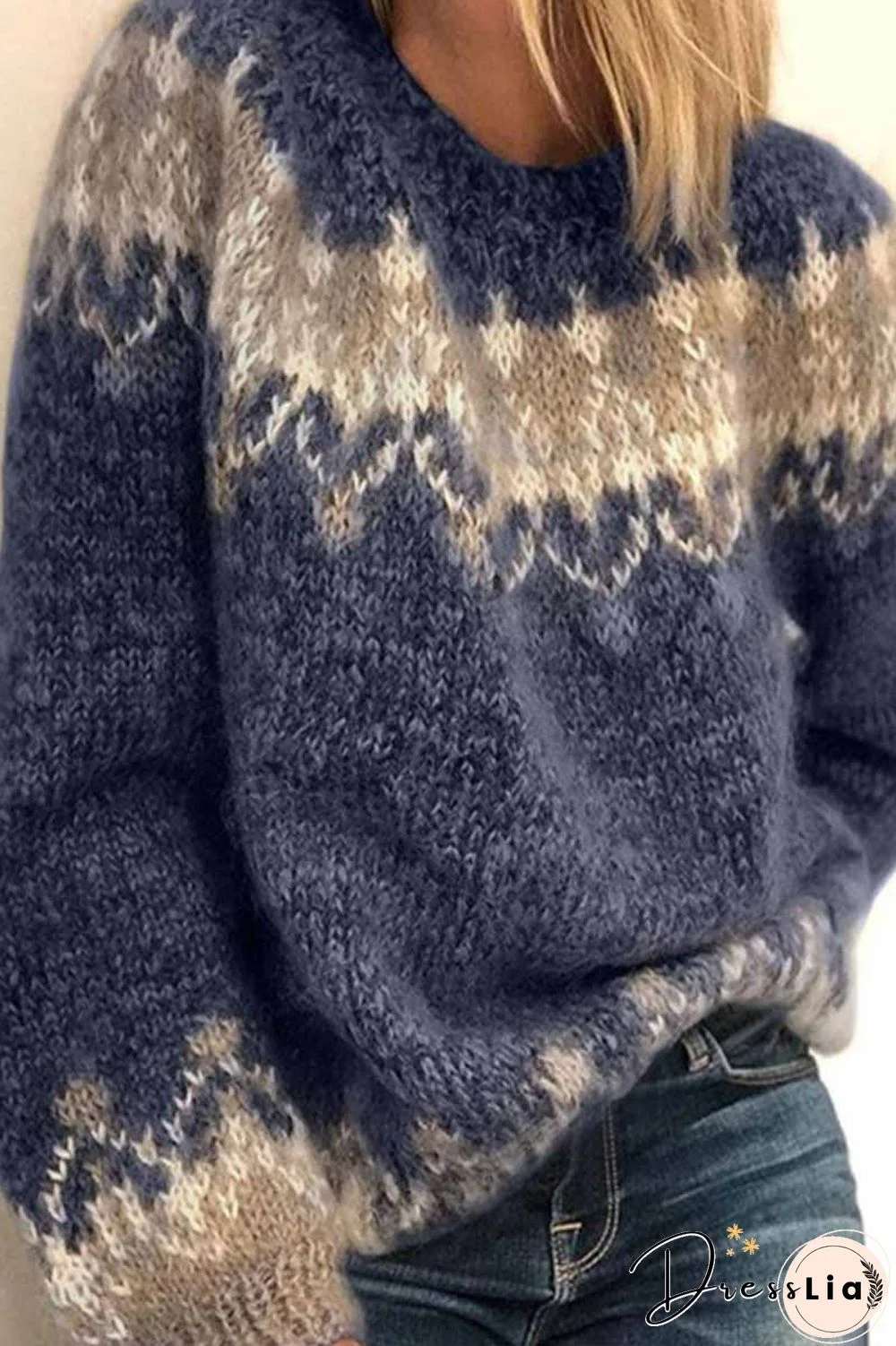 Loose knitted Contrast Sweater ( 3 Colors )