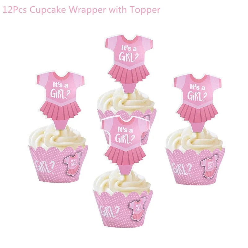 1Set Baby Shower Decoration Party Tableware Kid Birthday Paper Plate Cup Tablecloth Baby Shower Gender Reveal Party Supplies