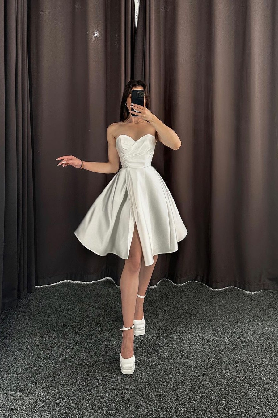 Lvs&Broner Sweetheart Sleeveless A-Line Short Pleated Prom Dress With Split 
