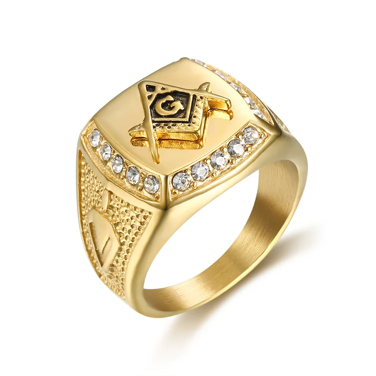 Masonry Masonic Rings Stainless Steel Gold Jewelry Ring For Men-VESSFUL