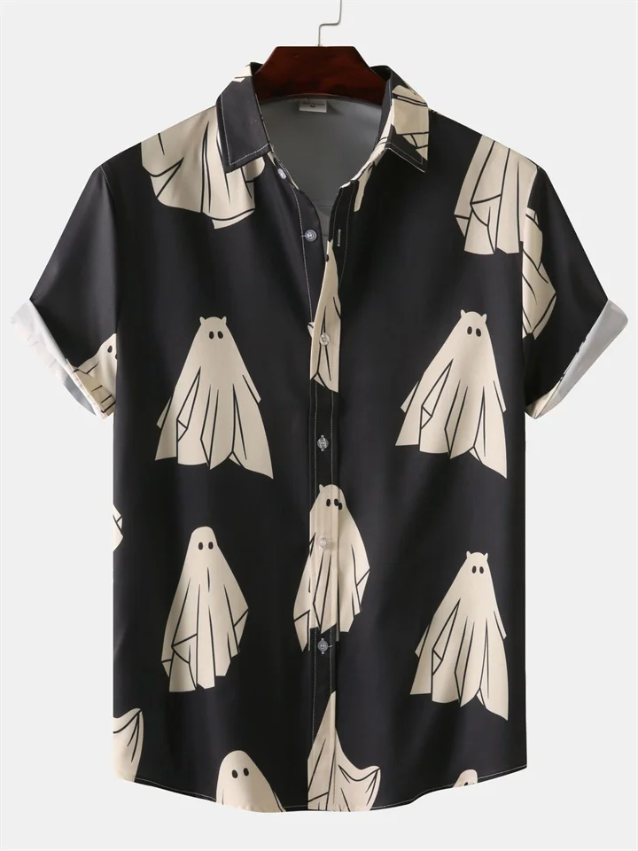 Men's New Summer Short-sleeved Floral Shirt Lapel Printed Shirt