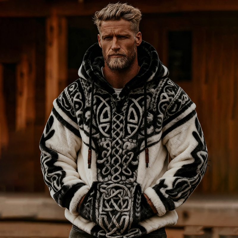 Men's Viking Celtic Pattern Art Cozy Warm Hooded elevenforest