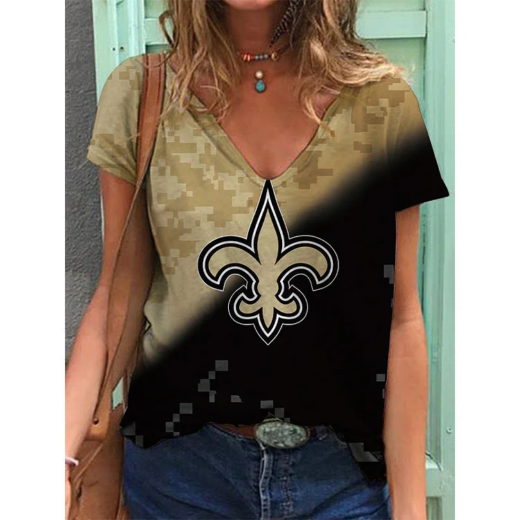 New Orleans Saints Lightweight Short Sleeve V-Neck T-Shirt