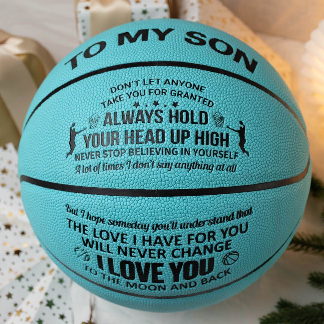 To My Son - I Love You To The Moon And Back - Basketball Light Blue