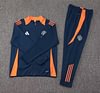 Joyfball 2024/2025 Manchester United Long Zipped Jacket Dark Blue Soccer Jersey 1:1 Thai Quality