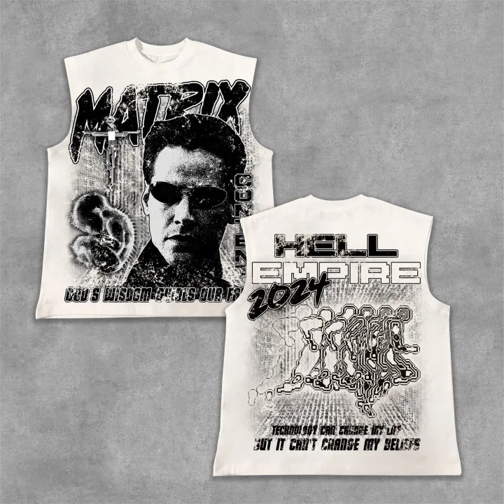 2024 The Matrix & Keanu - Old Vintage Graphic Cotton Sleeveless Vest SOPULA