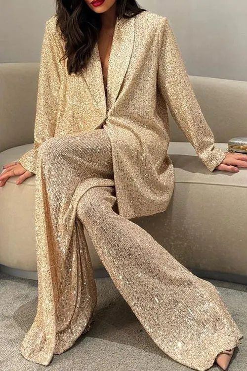 Sequined Wide-leg Pants
