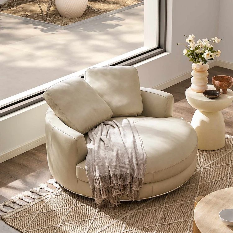 Hamilton Leather Round Swivel 1.5 Seater Armchair