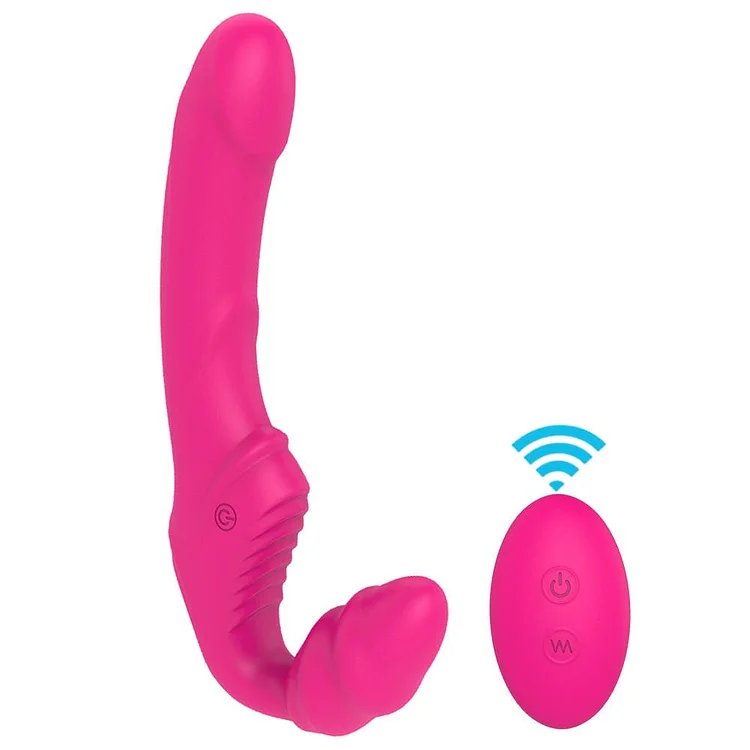 Pornhint Pink Vibrating Strapless Strap On Dildo with Remote Control - 9 Inch