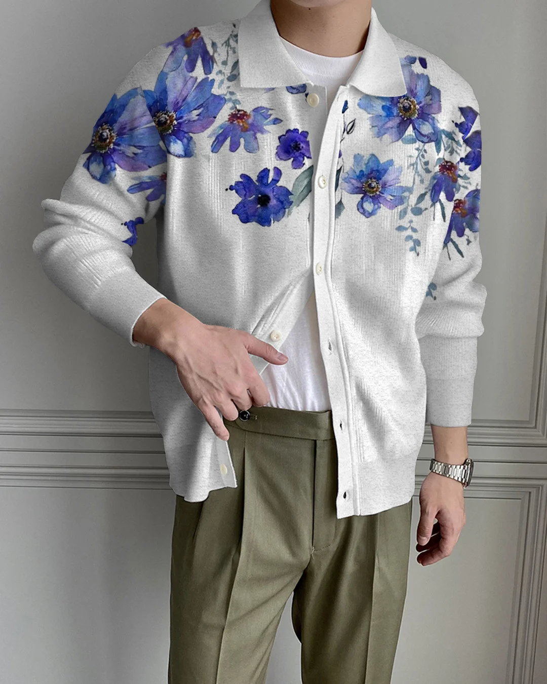 Men's Lapel Knitted Sweater Cardigan bb29