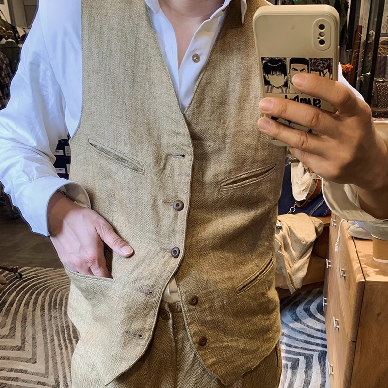 Men's Multi-Pocket Linen Vest