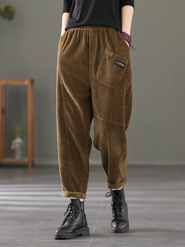 Retro Solid Color Loose Patchwork Pants - yankia