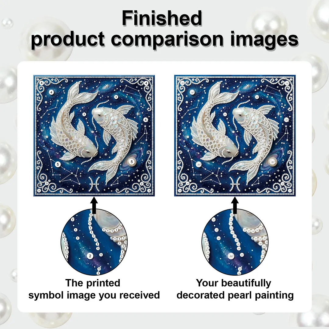 Pisces - DIY Pearl Diamond Art Kit With Frame 25*25cm