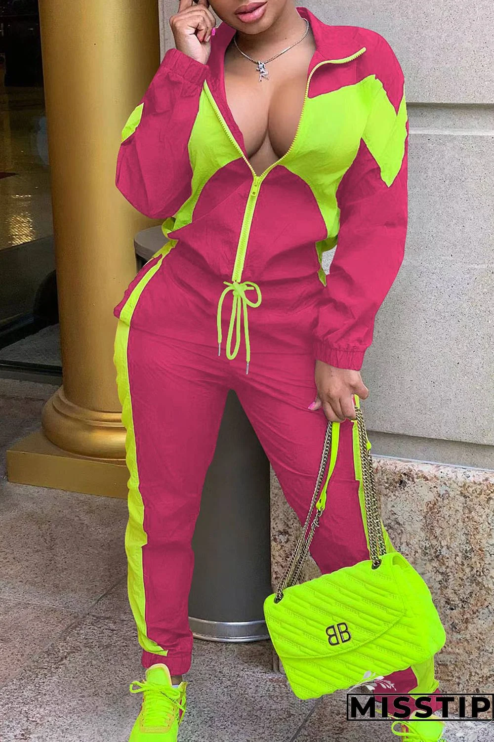 Army Green Casual Sportswear Solid Patchwork Zipper Long Sleeve Two Pieces