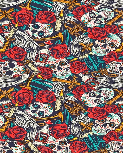 

Skulls Red Flowers – Paint By Numbers - 40*50CM, 501 Original