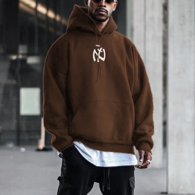 Men's Modern Casual Printed Color Long Sleeve Hoodie