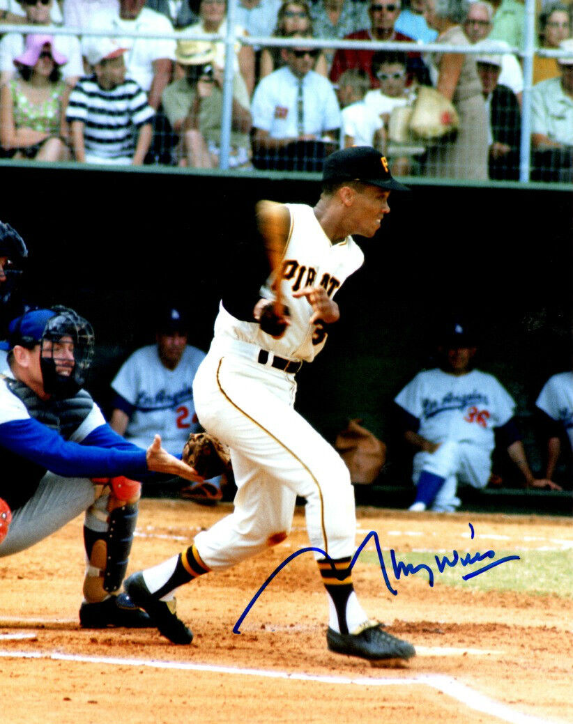 Signed 8x10 MAURY WILLS Pittsburgh Pirates Autographed Photo Poster painting - COA