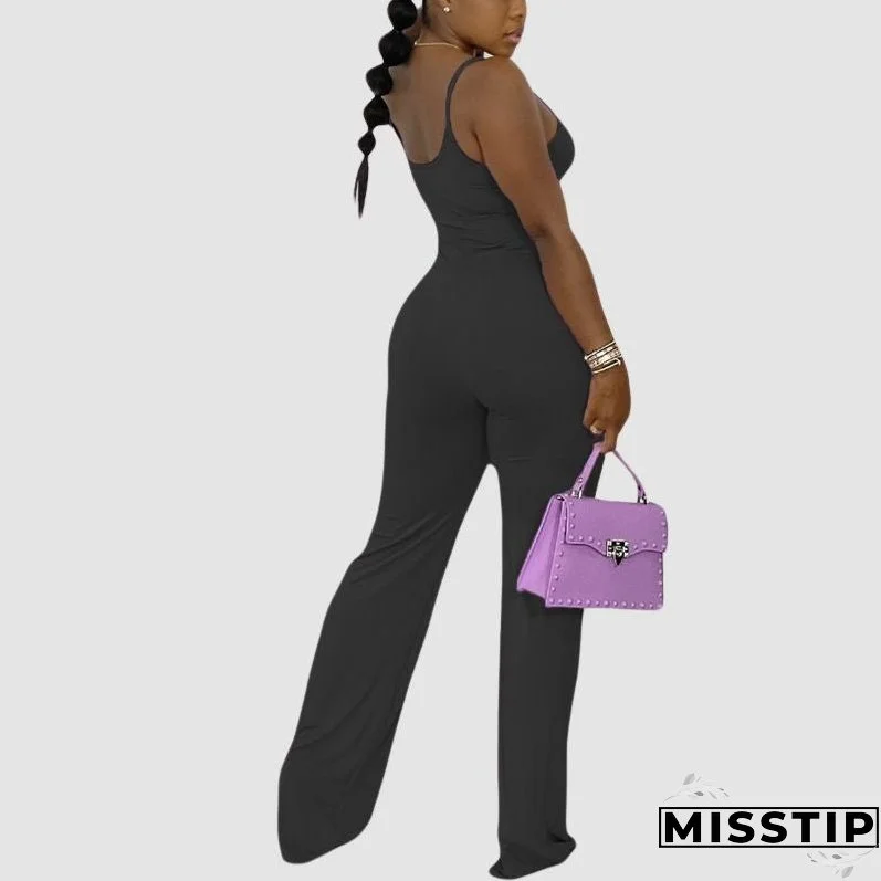 Solid Color Spaghetti Strap Jumpsuits