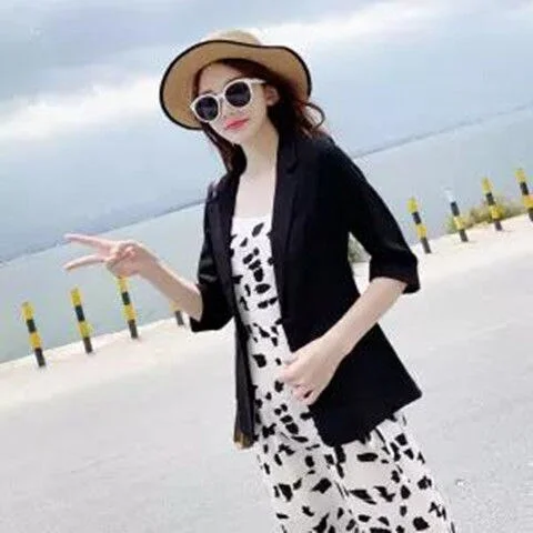 Blazers Women Summer Linen Thin Three Quarter Sleeve Large Size 5XL Slender Korean Sun-proof Womens Outwear Elegant Chic Simple