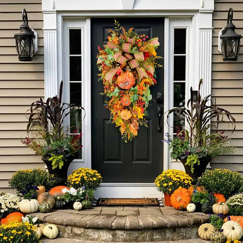 Large Fall Pumpkin Wreath-Year Round Wreath