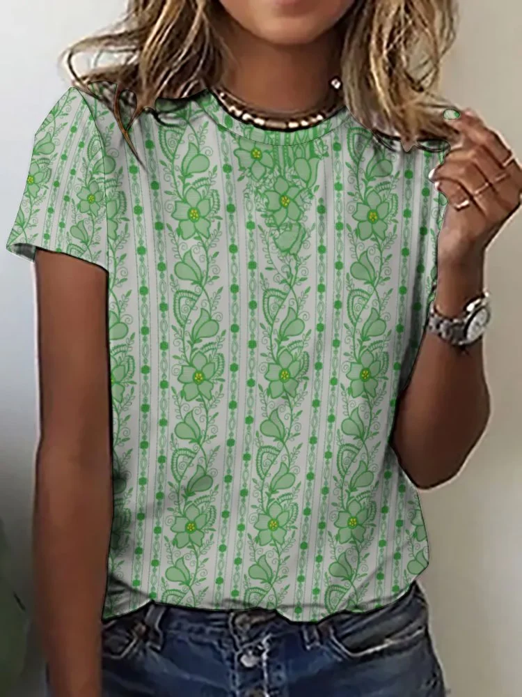 Style & Comfort for Mature Women Printed Short Sleeve Casual T-shirt for  Women and Men Unisex Pattern Green, Vintage
