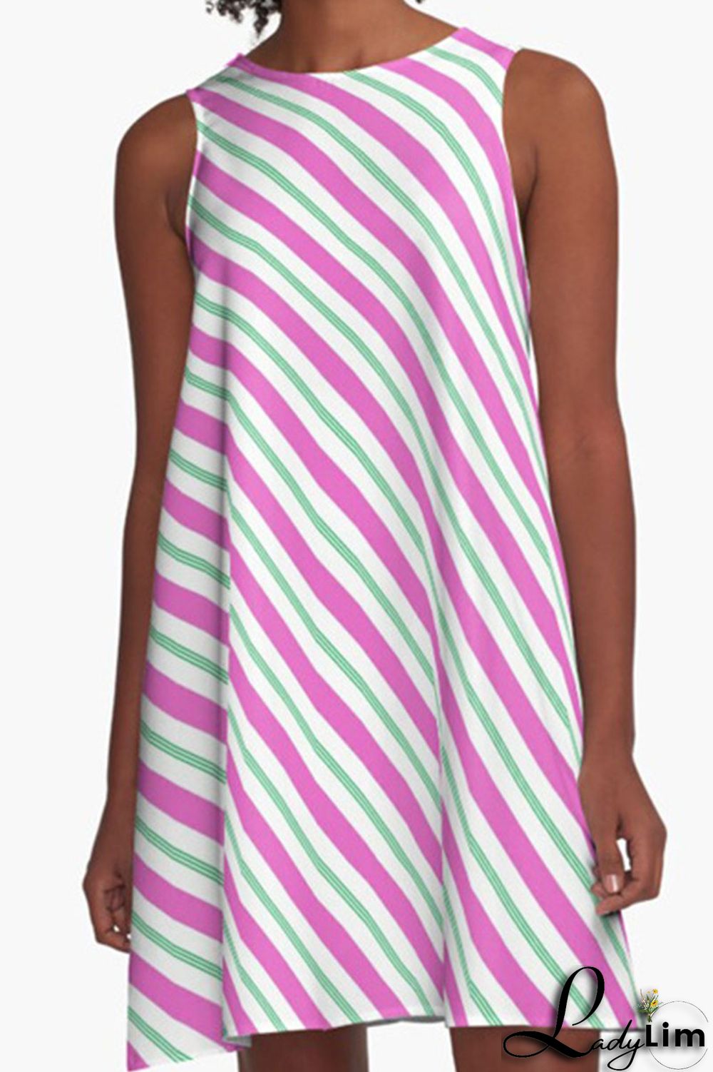 Light Pink Casual Print Patchwork O Neck A Line Dresses