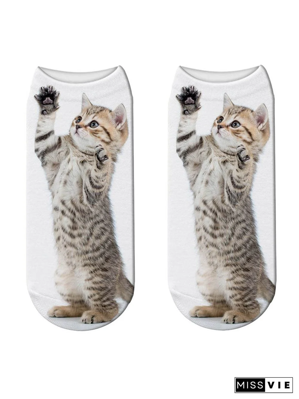 Cotton Knit Cat Pattern Socks