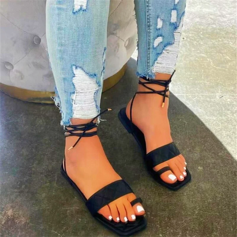 Yyvonne Flat Sandals Women Shoes 2021 New Fashion Ankle Straps Gladiator Shoes Women Casual Clip Toe Flip Flops Female Slippers Designer