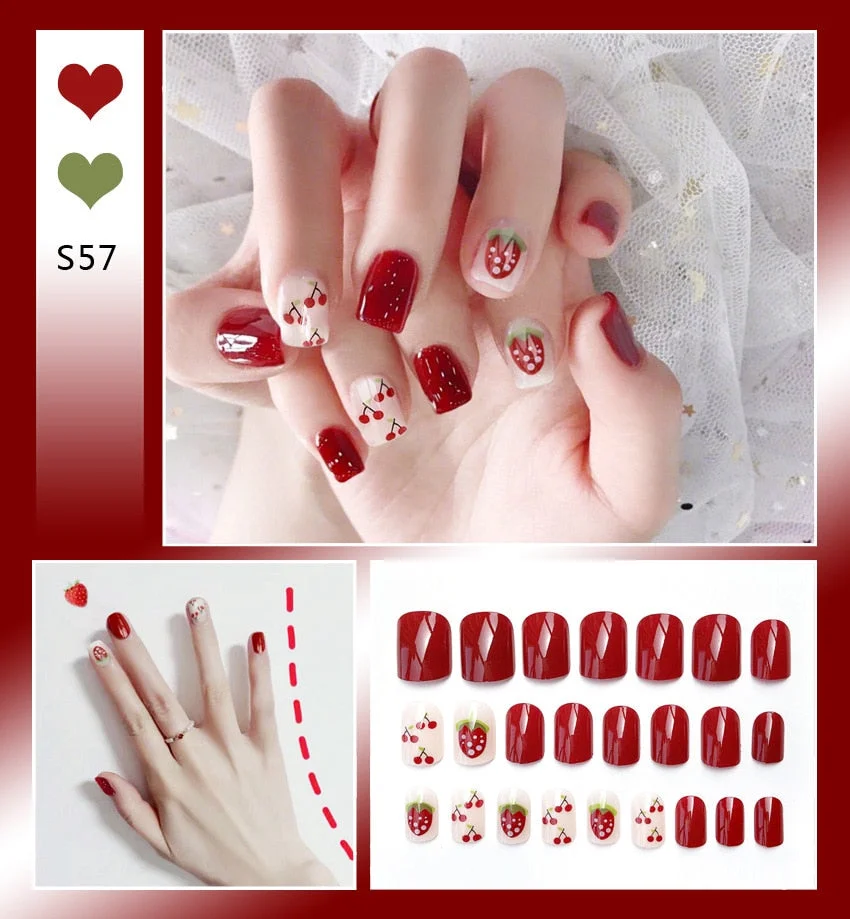 Nail Art Fake Nails Short Tips Press on With Glue Coffin Stick Clear False Display Designs Set Full Cover Artificial Square Kiss