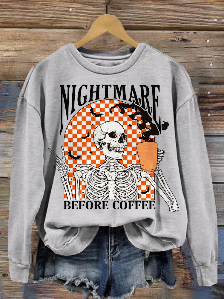 Nightmarf Before Coffee Funny Halloween Sweatshirt wearshes