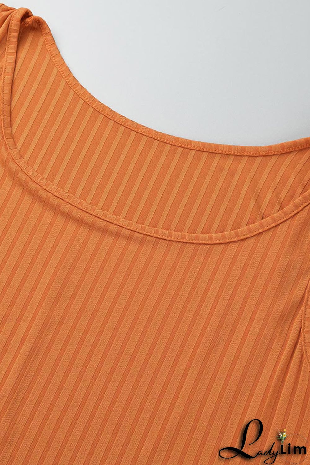 Tangerine Red Casual Solid Patchwork U Neck Plus Size Three Pieces