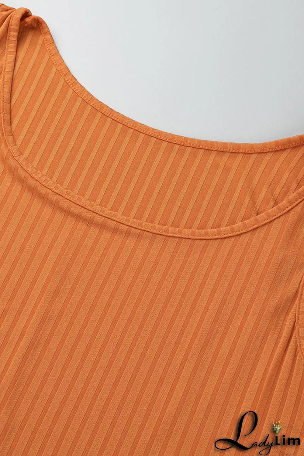 Tangerine Red Casual Solid Patchwork U Neck Plus Size Three Pieces