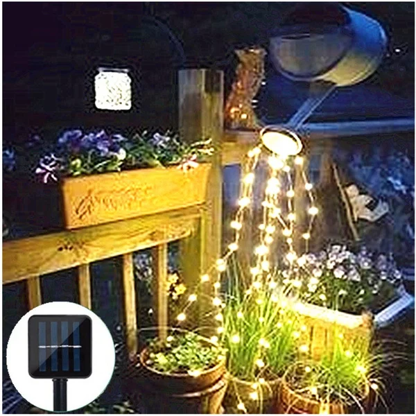 Solar String Light Magical Watering Can Lights 5Strands 100leds/ 10Strands 200leds diy Waterfall Fairy Lights Firefly Bunch Lights Copper Wire Fairy Lights IP65 Waterproof Indoor Outdoor Lighting for Home, Garden, Party, Path, Bedroom, Wedding, Christmas