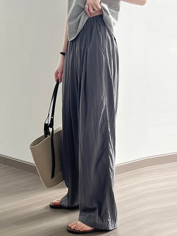 Column Irregularity Pleated Solid Color Casual Pants Bottoms