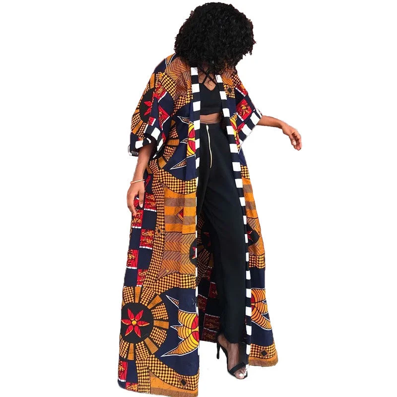 Brownm Spring Trench African Ethnic Style Long Coats