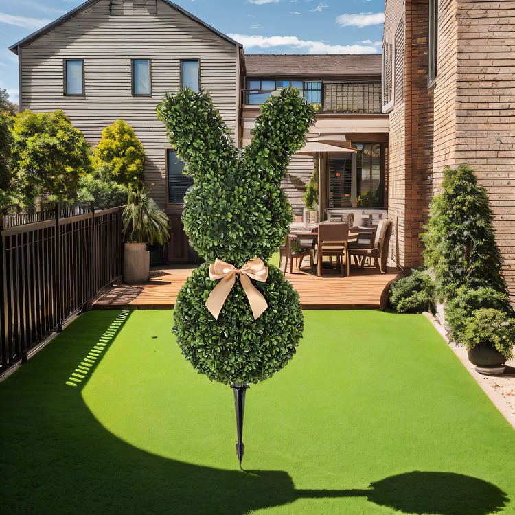 Outdoor Artificial Turf Bunny-Shaped Topiary Tree