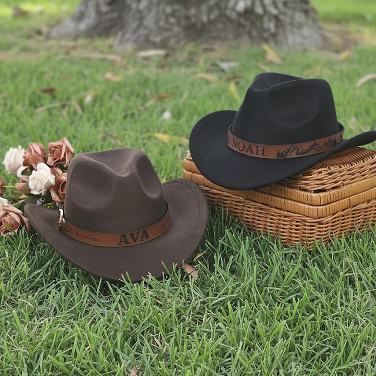 Kids Cowboy Hat Personalized Cowboy Hat For Toddler Boys Girls, Western Hat With Hatband For Kids Men Women, Custom Leather Patch Baby Cowgirl Hat, Perfect For Family Vacations And Western Themed Birthday Parties