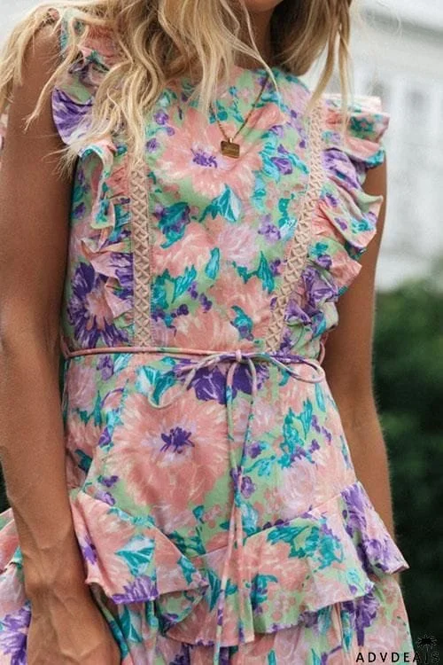 Mighty Good Time Flower Backless Mini Dress