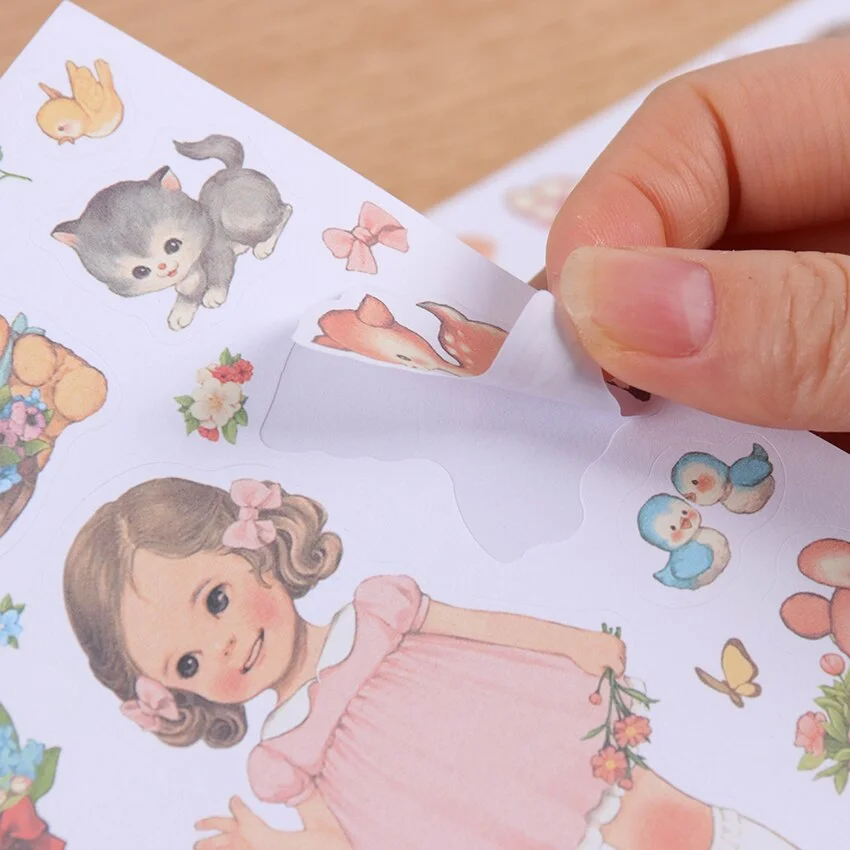 6 Sheets/set Girl Dolls Sticker Clothes Diary Scrapbook Calendar Notebook Label Decoration Stationery Sticker