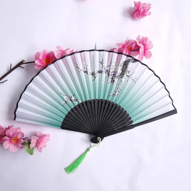 3 Pieces Ancient Style Folding Fan Female Classical Tassel Silk Fan Chinese Style Small Fan Portable Dance Craft National Fashion Fan Student Fan