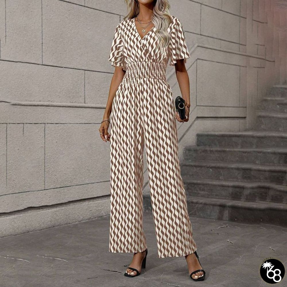 Modern Short Sleeve V-Neck Jumpsuit | 168DEAL