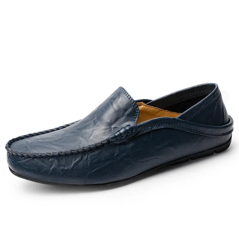 Comfortable Fashion Leather Men Shoes Casual Breathable Loafers Men Genuine Leather Moccasins Flat Men Shoes Waterproof Footwear