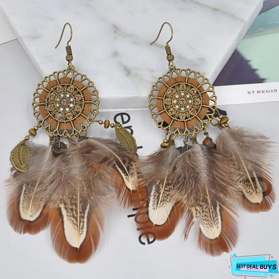 Bohemia Feather Tassels Earrings Accessories